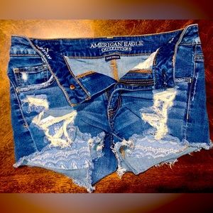 American Eagle Hi-Rise Shortie Ripped Shorts